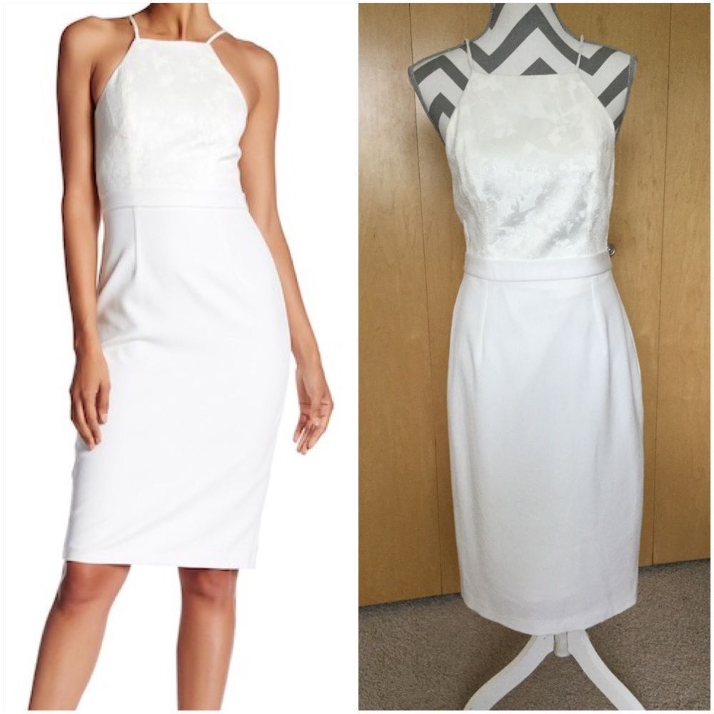 Black Halo Aubrey Embroidered Sheath Dress